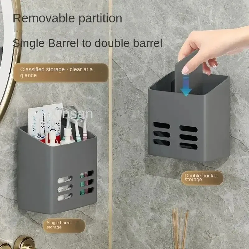 Étagère murale de salle de bain sans perçage pour maquillage et produits de toilette, organisateur pour peignes et soins de la peau 4