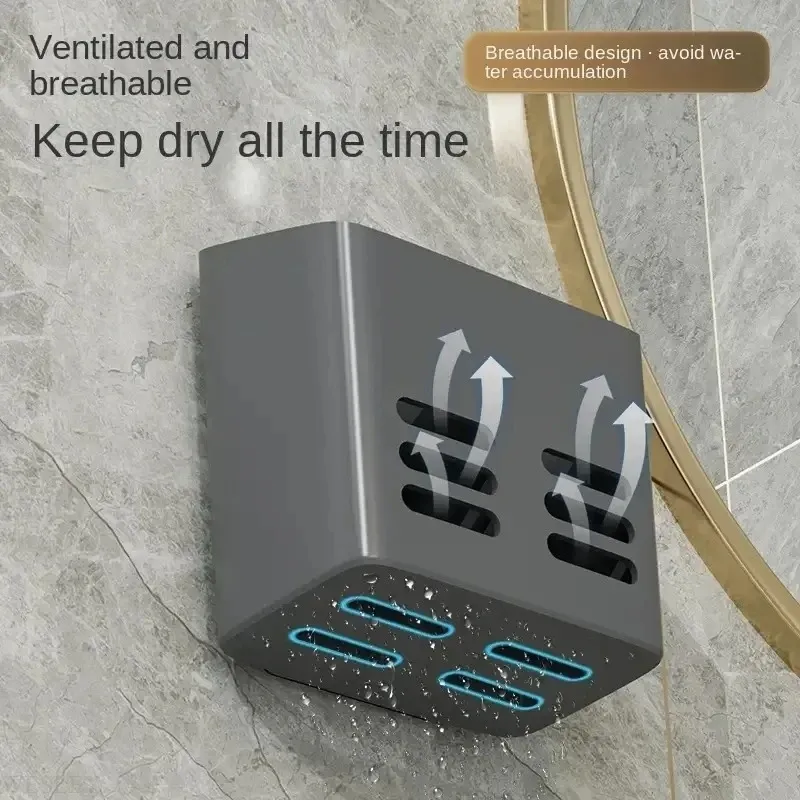 Étagère murale de salle de bain sans perçage pour maquillage et produits de toilette, organisateur pour peignes et soins de la peau 6