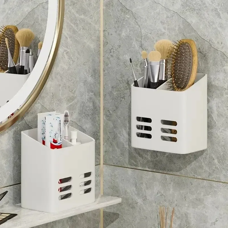 Étagère de salle de bain murale sans perçage, vue d'ensemble