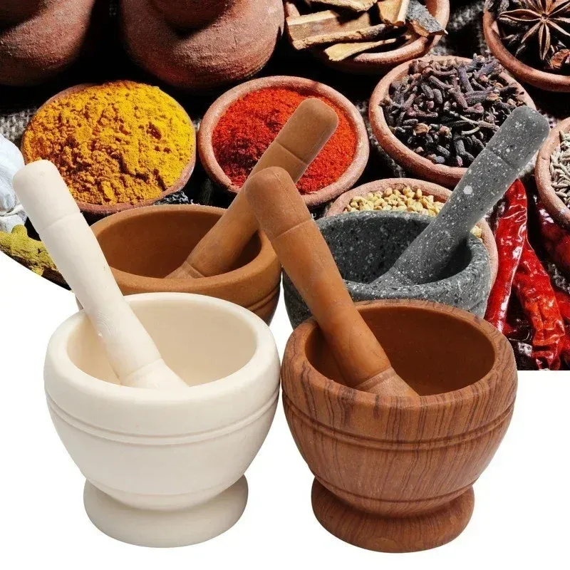 Ensemble mortier et pilon en résine pour ail, herbes et épices, avec bol et broyeur, ustensiles de cuisine professionnels 3