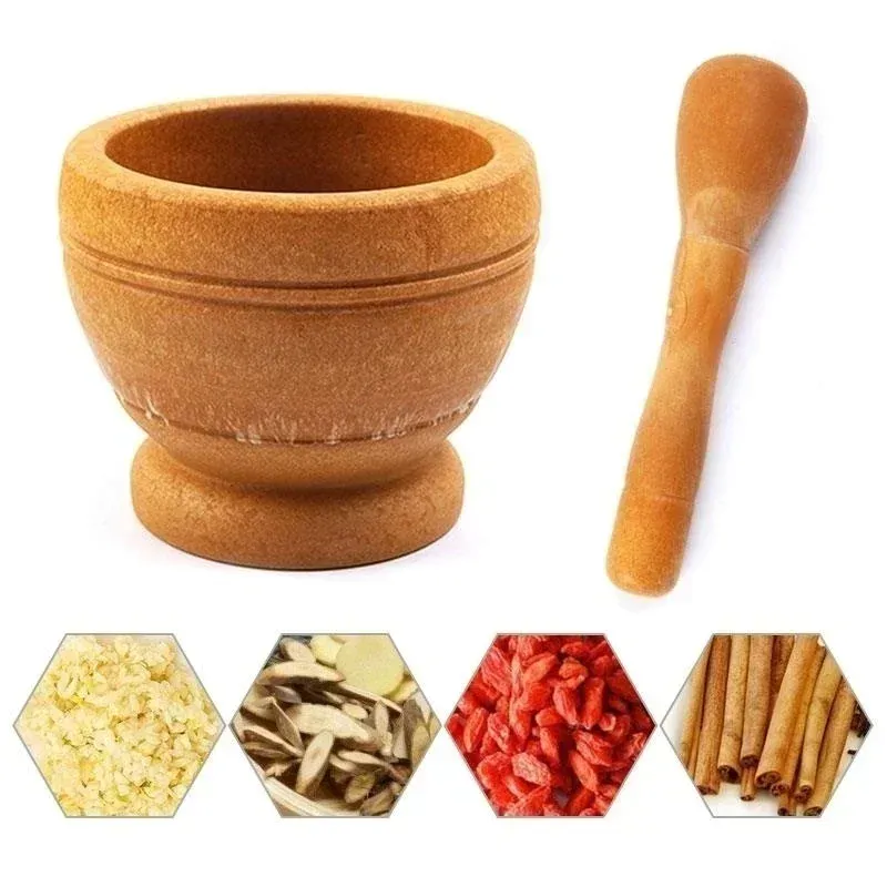 Ensemble mortier et pilon en résine pour ail, herbes et épices, avec bol et broyeur, ustensiles de cuisine professionnels 5