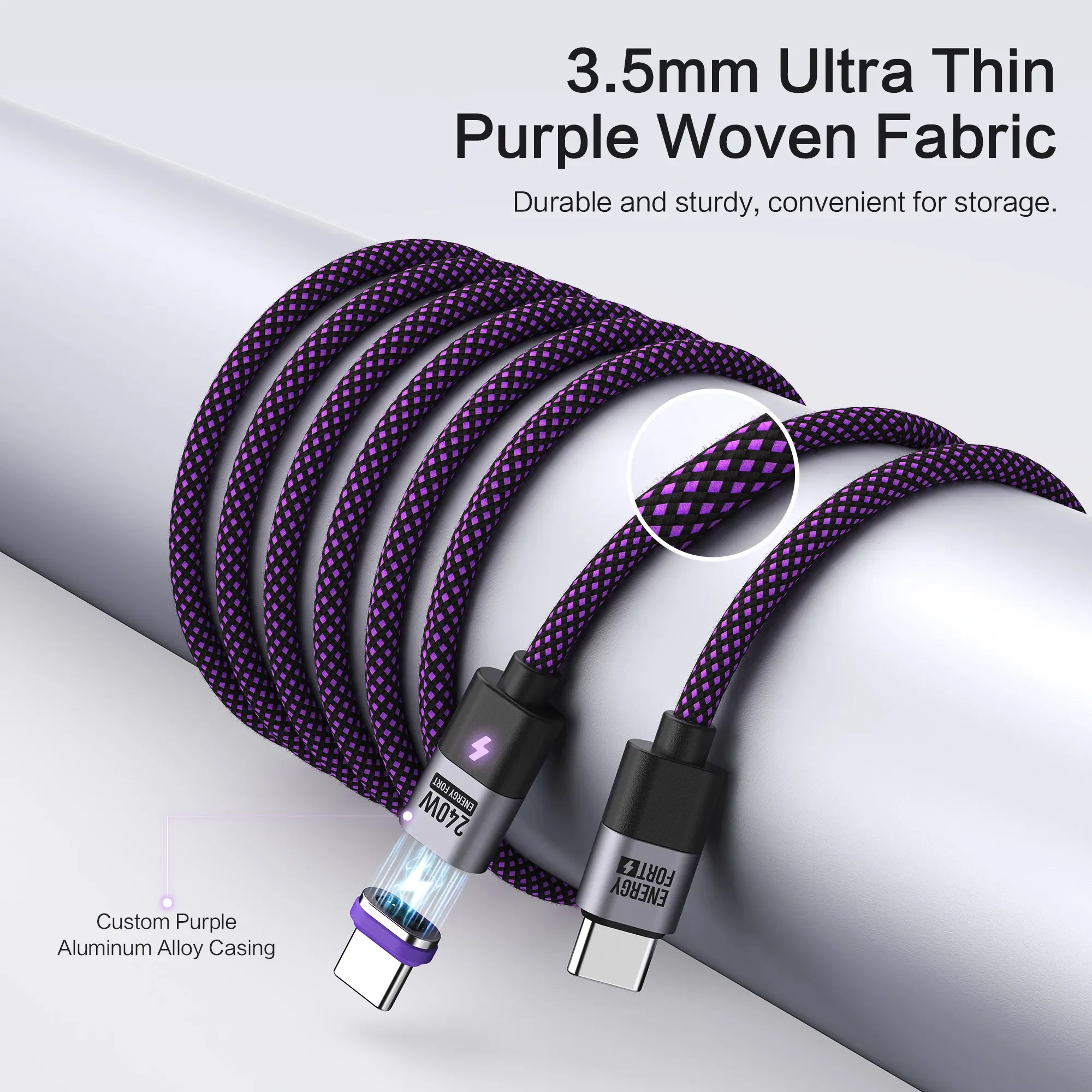 Câble de charge magnétique USB-C 240 W PD 3.1, USB-C vers USB-C/Micro USB, câble de charge rapide pour smartphone, ordinateur portable et tablette 3
