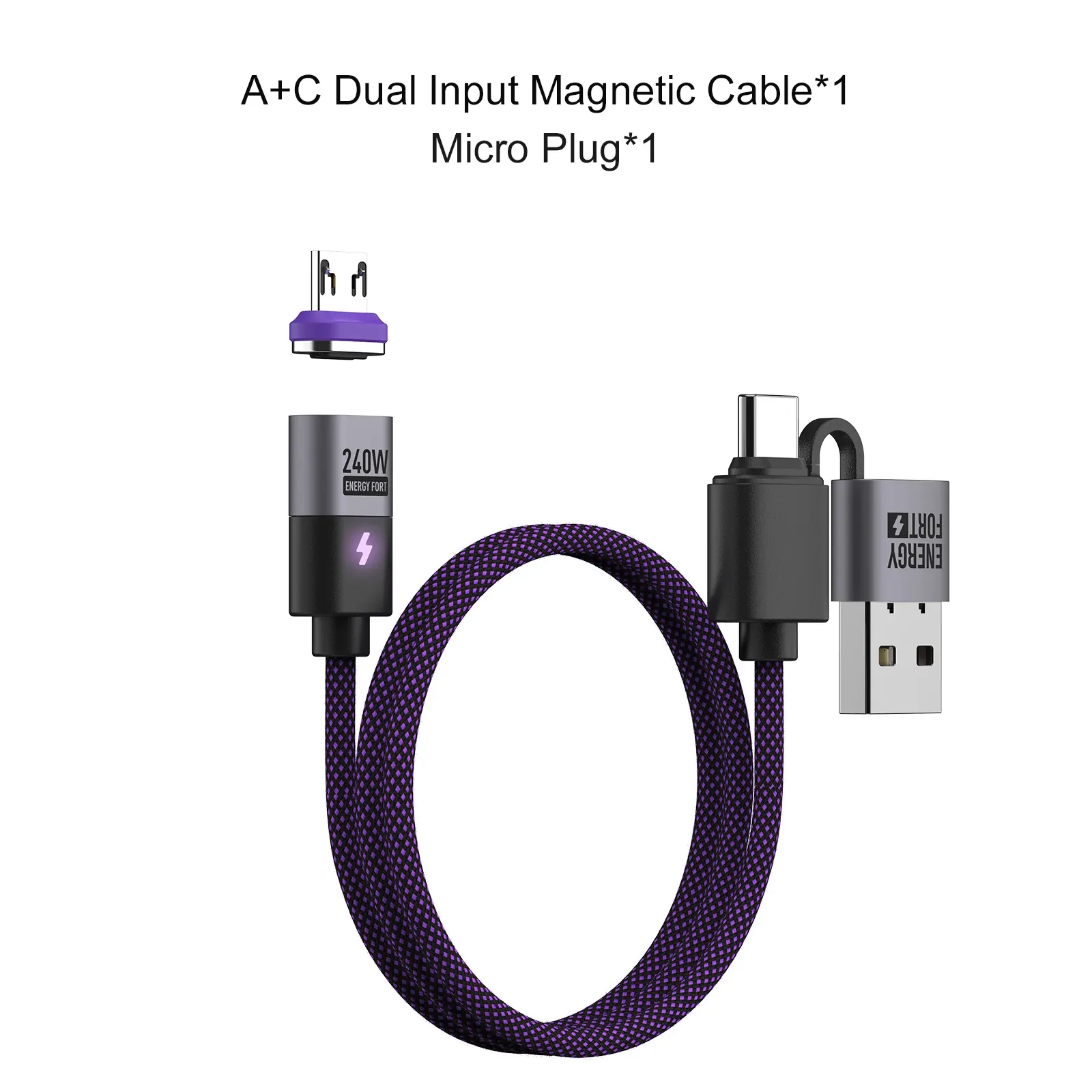 Câble de charge magnétique USB-C 240 W PD 3.1, USB-C vers USB-C/Micro USB, câble de charge rapide pour smartphone, ordinateur portable et tablette 10