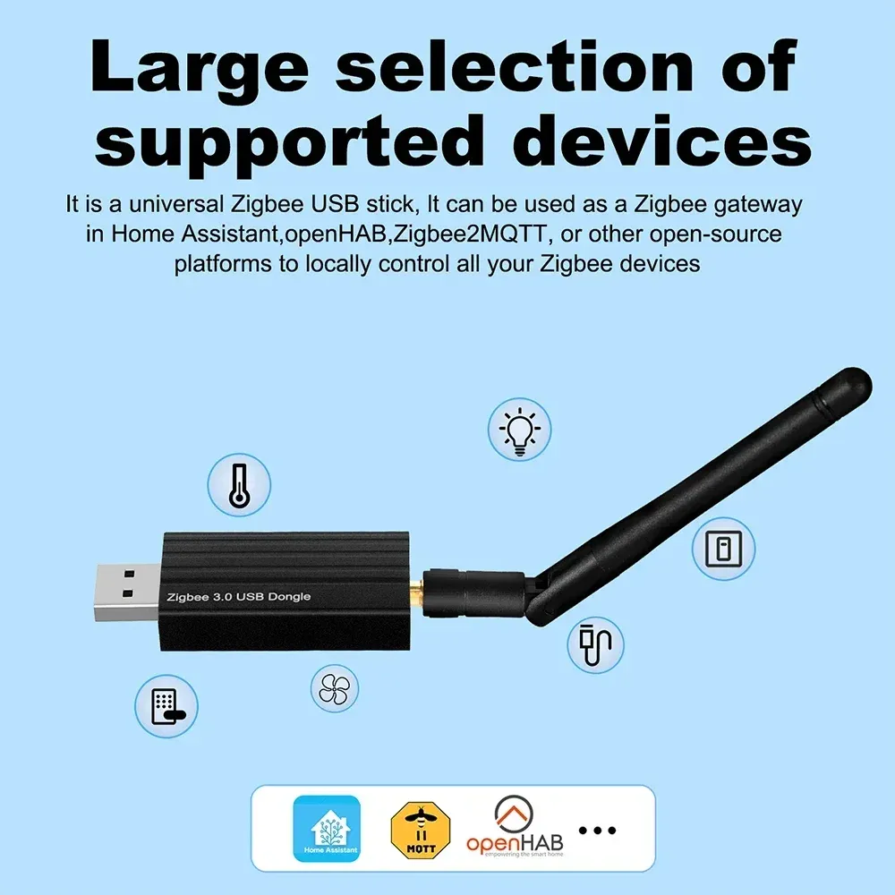 Haozee Dongle USB Zigbee 3.0 Plus, passerelle Hub Zigbee universelle avec antenne, compatible Zigbee Série 2, MQTT et Assistant domestique