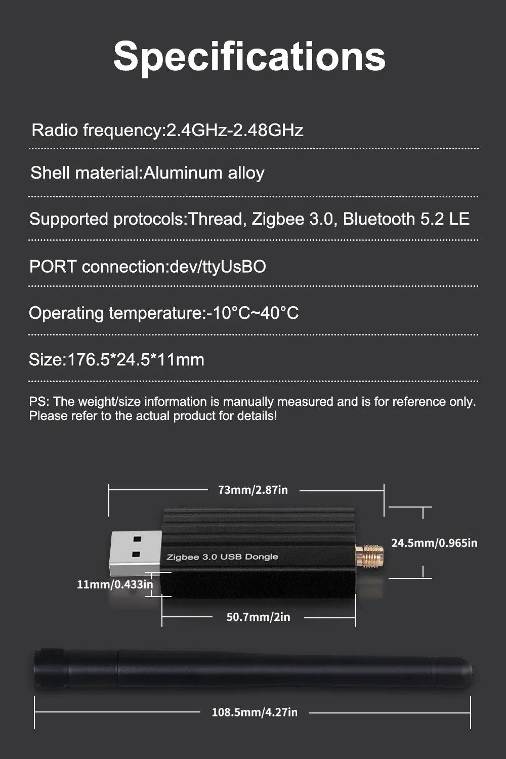 Clé USB Zigbee 3.0 Plus, finitions soignées