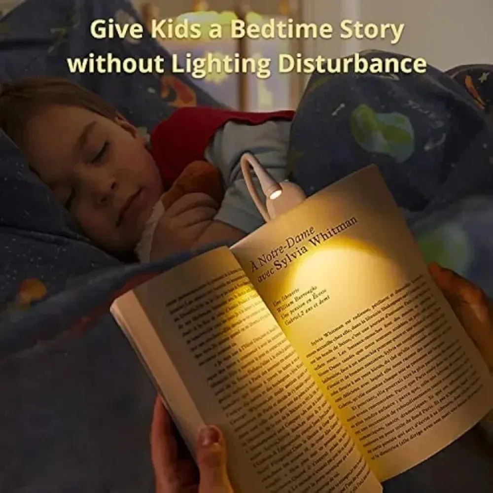 Lampe de lecture LED HPH rechargeable USB à pince, lumière nocturne à intensité variable et protection des yeux 2