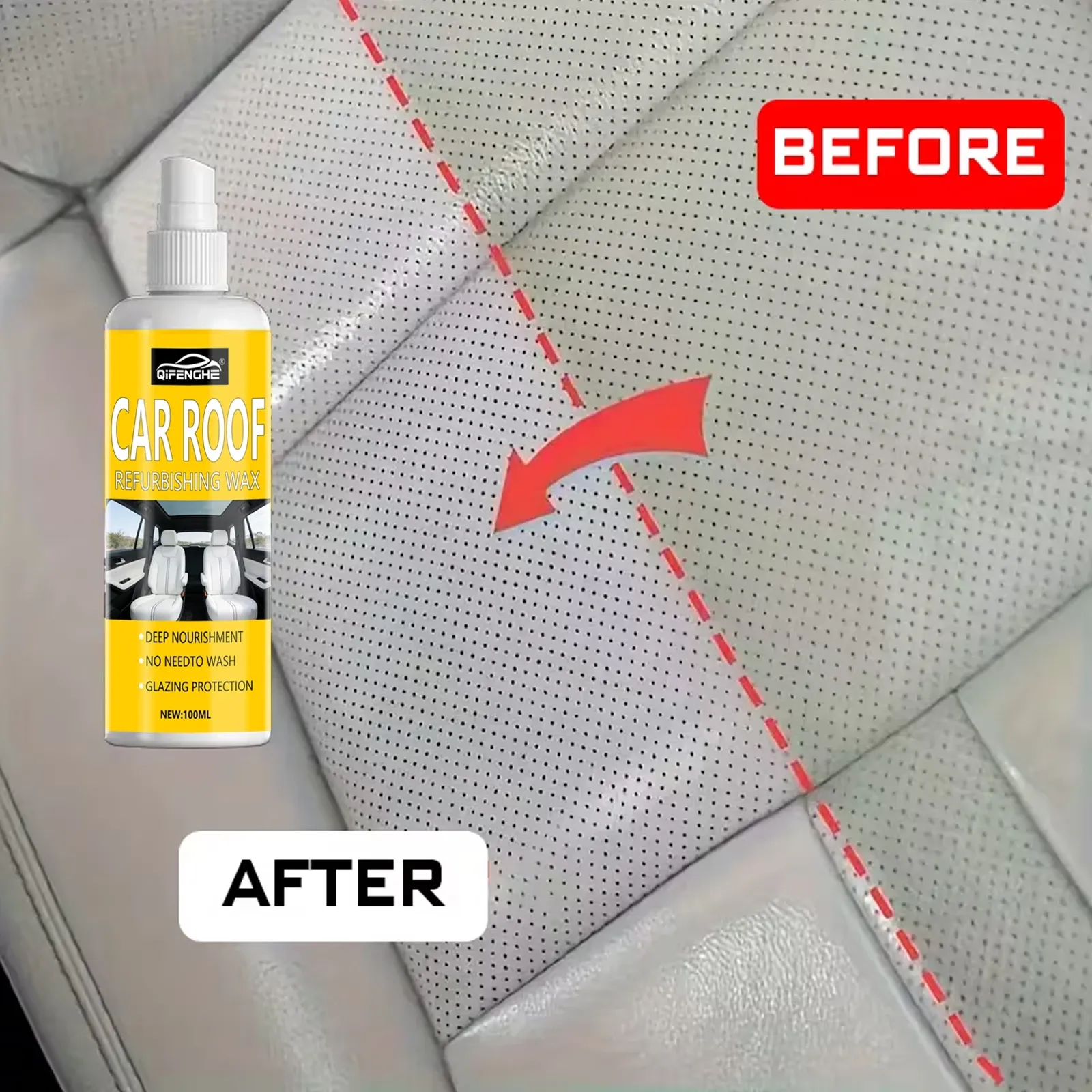 Application du spray sur le tableau de bord