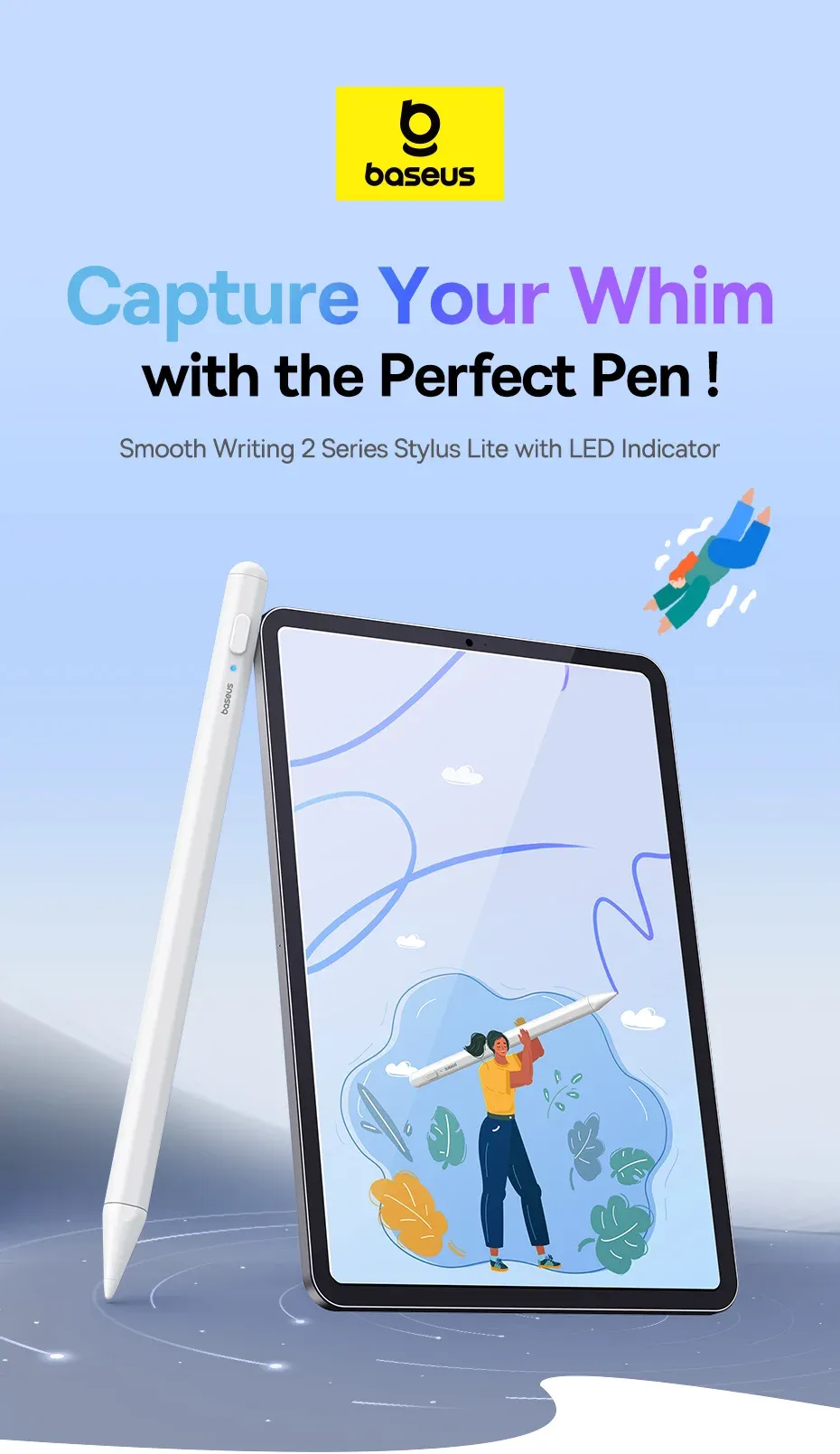 Stylet Lite avec LED pour iPad, vue détaillée du design