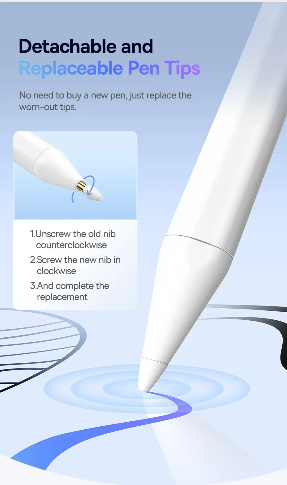 Stylet Lite avec LED pour iPad, détail de la pointe
