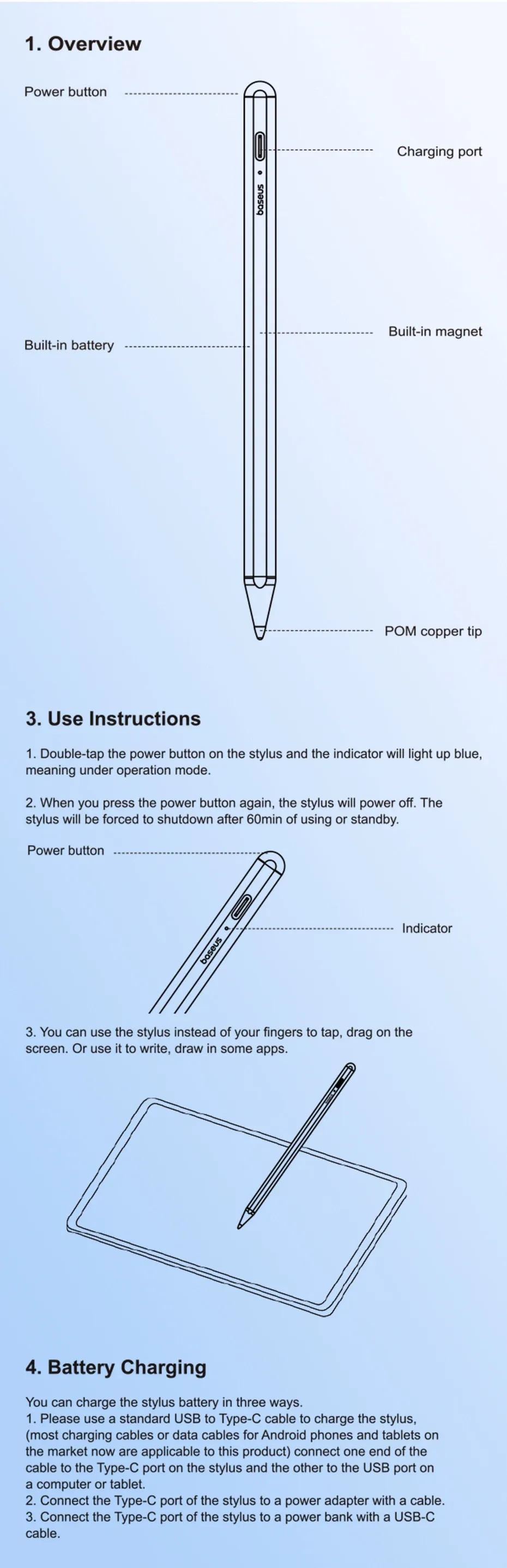 Stylet Lite avec LED pour iPad, précision au quotidien