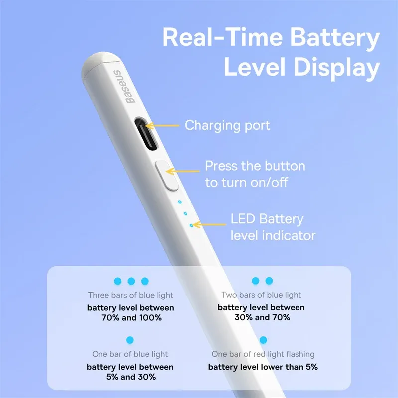 Stylet Lite avec LED pour Apple iPad, rejet de paume, design magnétique, stylet tactile pour iPad Pro 2018-2023 8