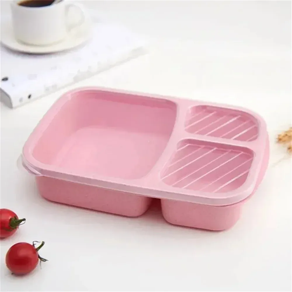 Boîte à repas bento 3 compartiments, paille de blé, boîte de conservation des aliments, 1/4 paquet 9