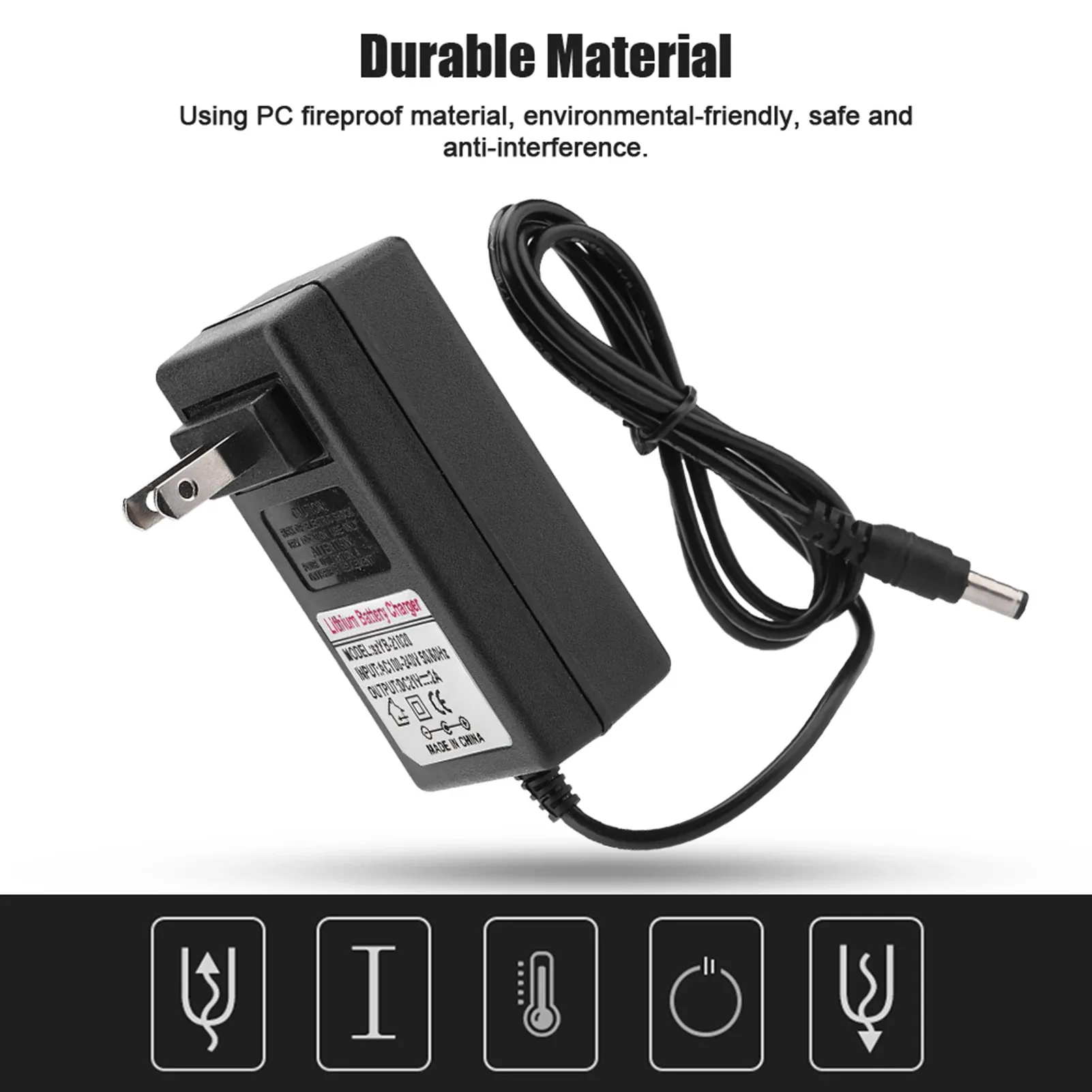 Chargeur de batterie lithium-ion, entrée CA 100-240 V, sortie CC 21 V, adaptateur secteur, charge sécurisée, fiche UK - Image 1