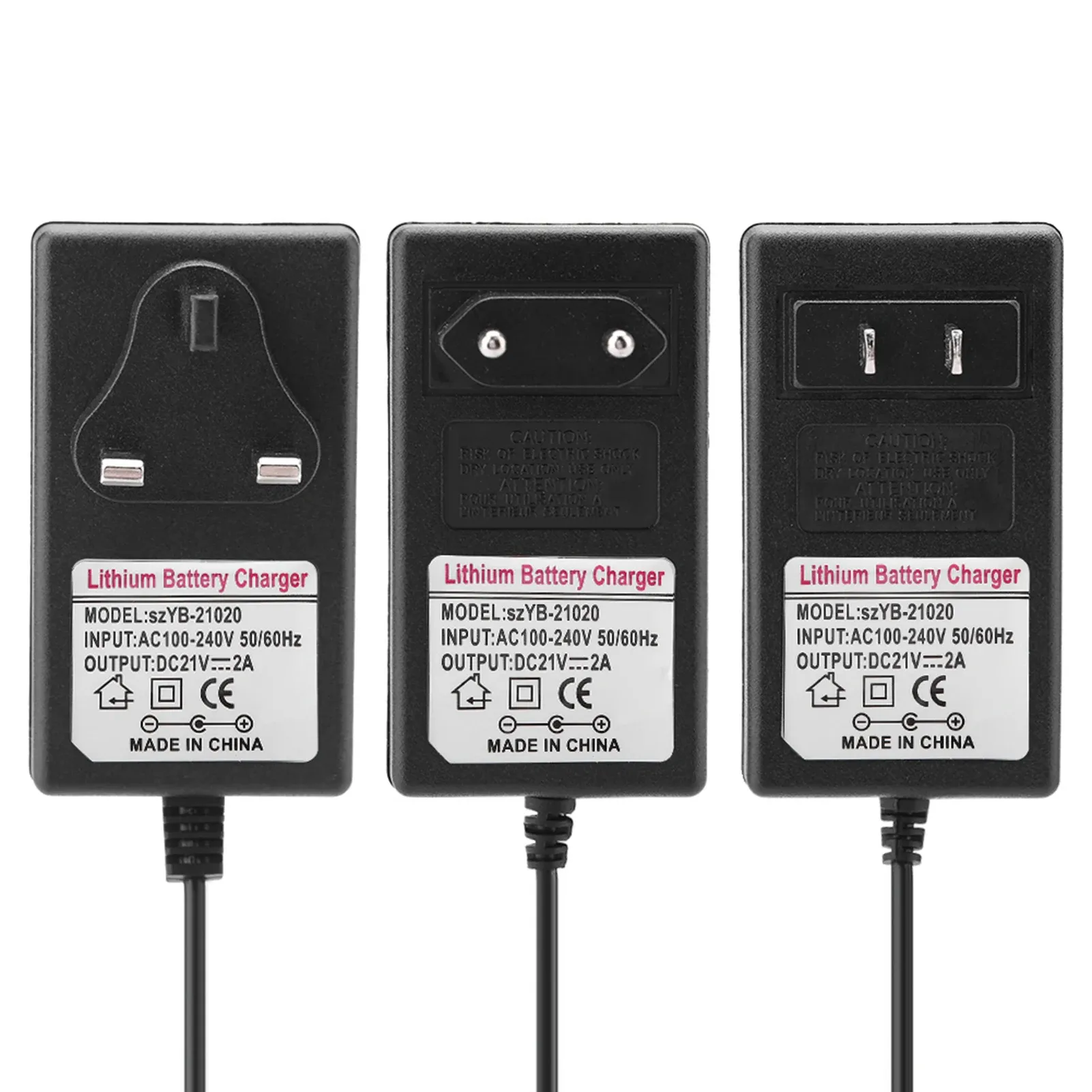 Chargeur de batterie lithium-ion, entrée CA 100-240 V, sortie CC 21 V, adaptateur secteur, charge sécurisée, fiche UK 5