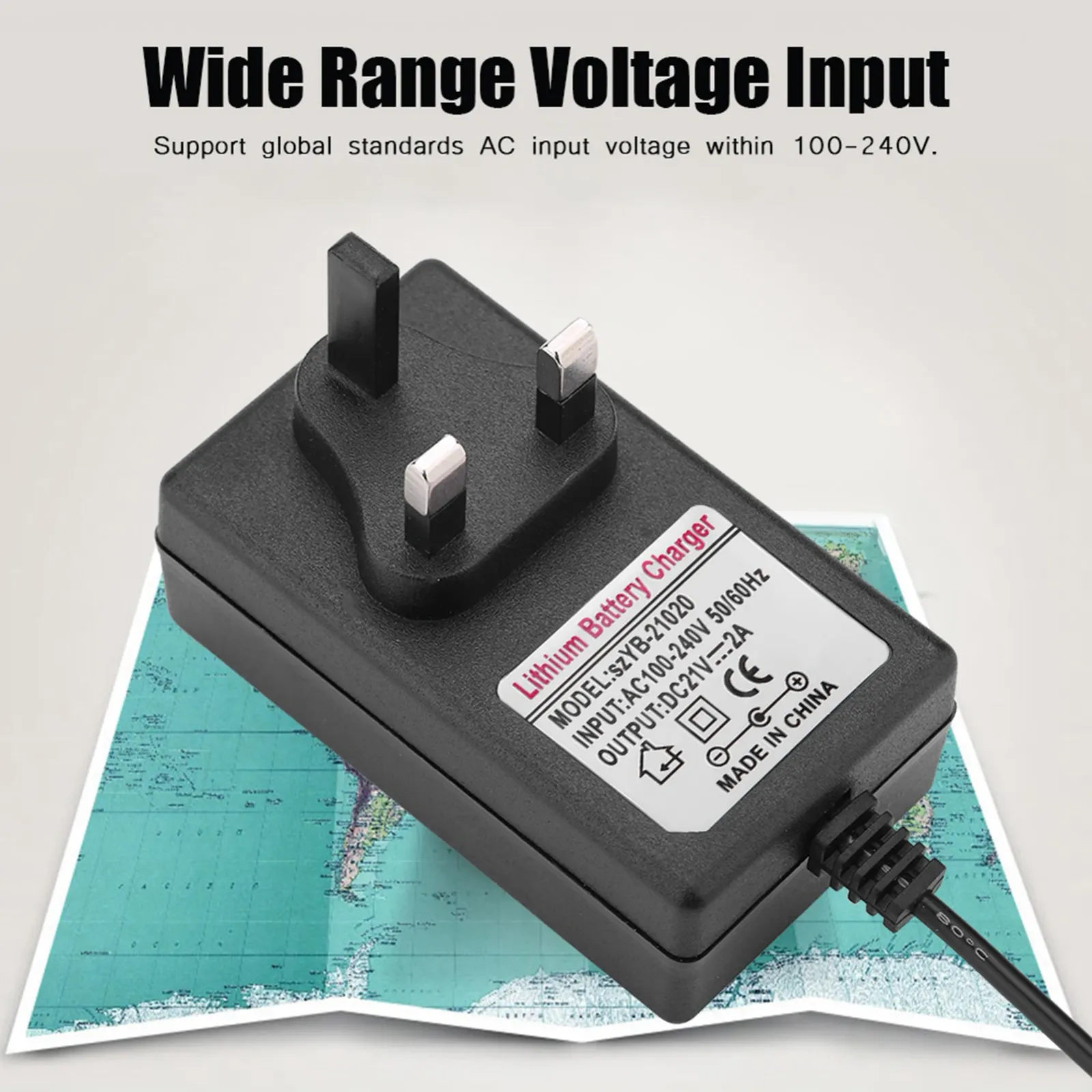 Chargeur de batterie lithium-ion, design compact