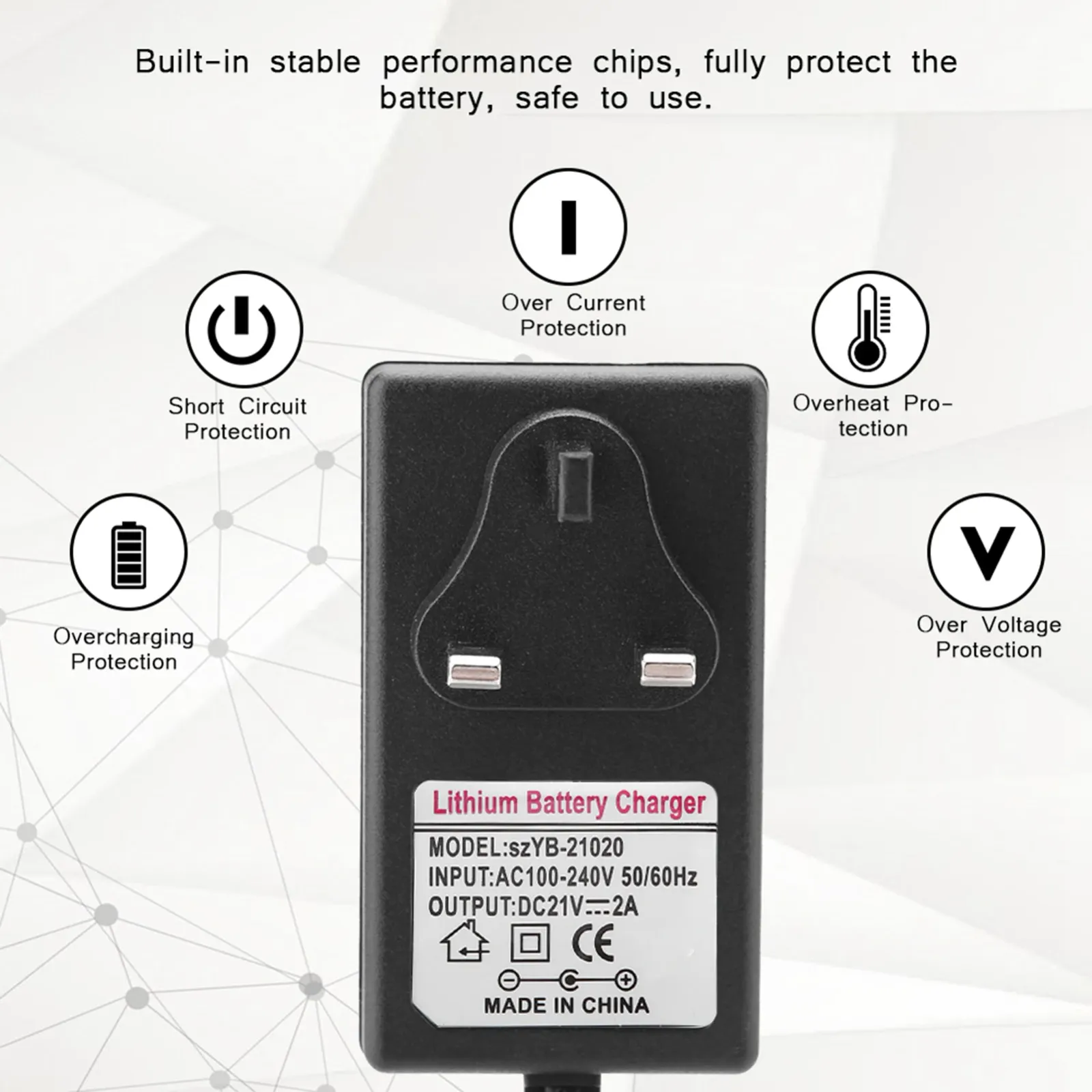 Chargeur de batterie lithium-ion, en situation d'utilisation
