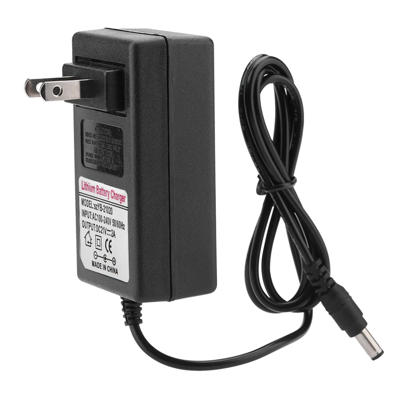 Chargeur de batterie lithium-ion, entrée CA 100-240 V, sortie CC 21 V, adaptateur secteur, charge sécurisée, fiche UK 9
