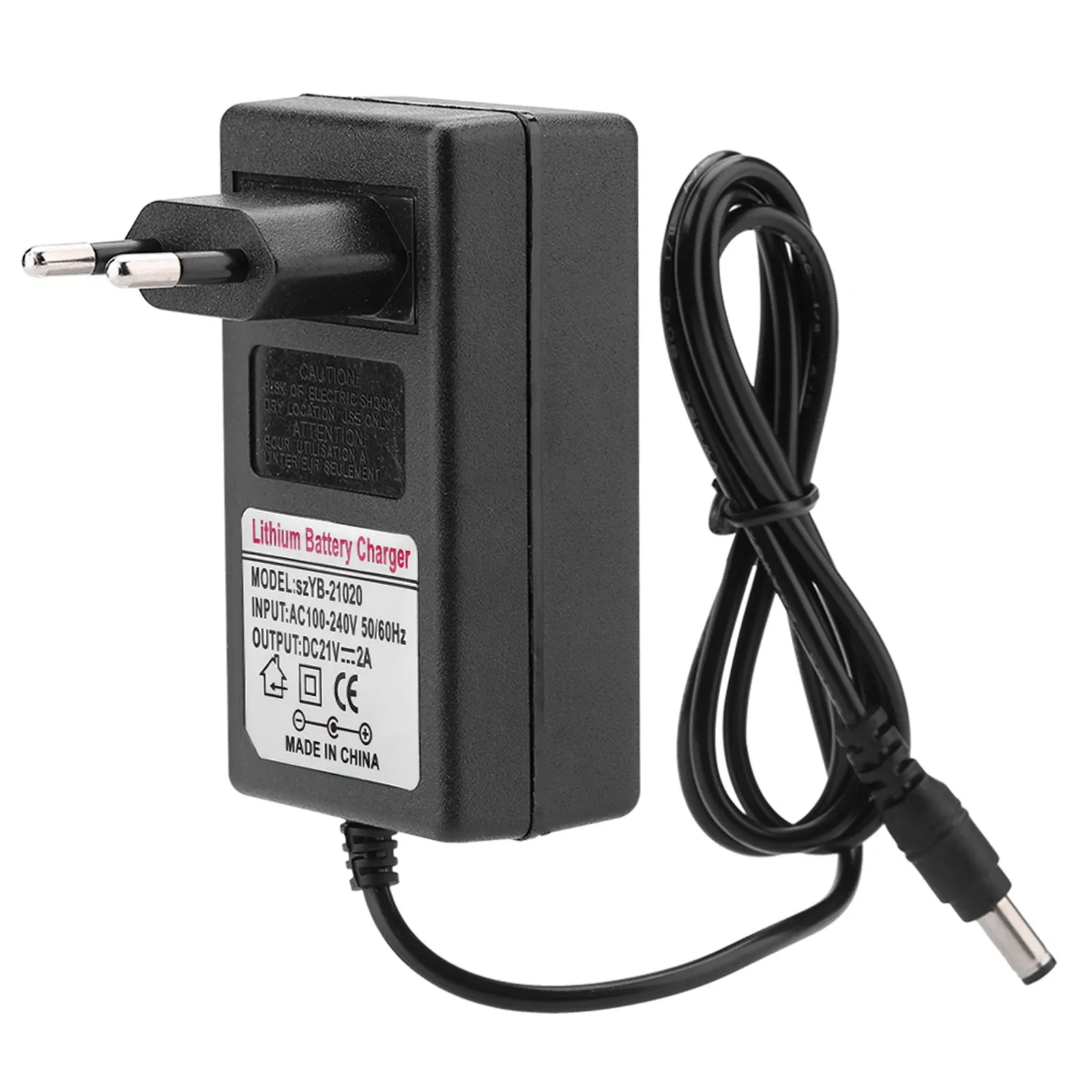 Chargeur de batterie lithium-ion, entrée CA 100-240 V, sortie CC 21 V, adaptateur secteur, charge sécurisée, fiche UK 8