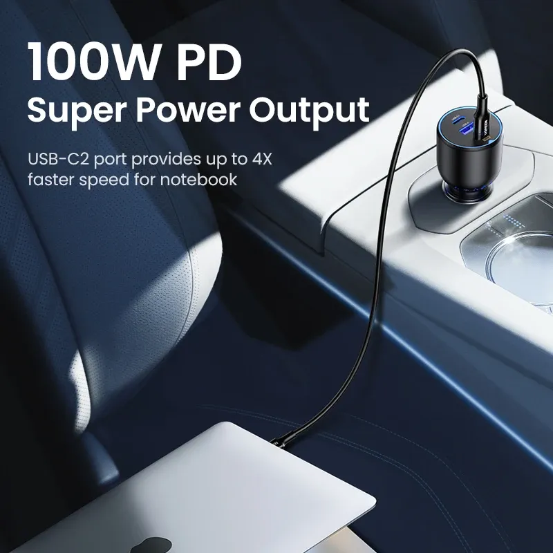 Chargeur de voiture USB-C UGREEN 130 W à charge rapide PD 3.0 pour Xiaomi, iPhone, Samsung Galaxy et ordinateurs portables 2