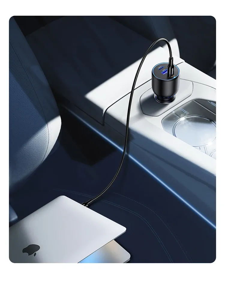 Charge d'un ordinateur portable depuis le chargeur de voiture