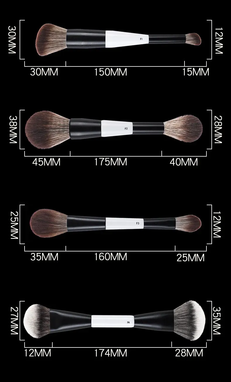 Détail des embouts du pinceau de maquillage