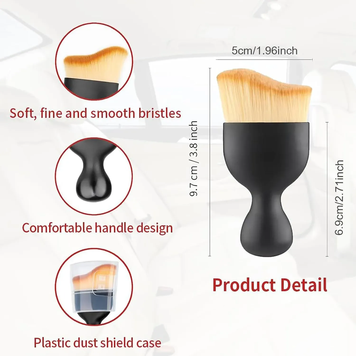 Nettoyage des fentes de l'habitacle avec la brosse de détaillage