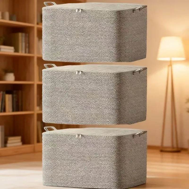 Grande boîte de rangement pliable avec couvercle en tissu non tissé robuste, idéale pour sous le lit, l'armoire et les déplacements – 1 pièce 5