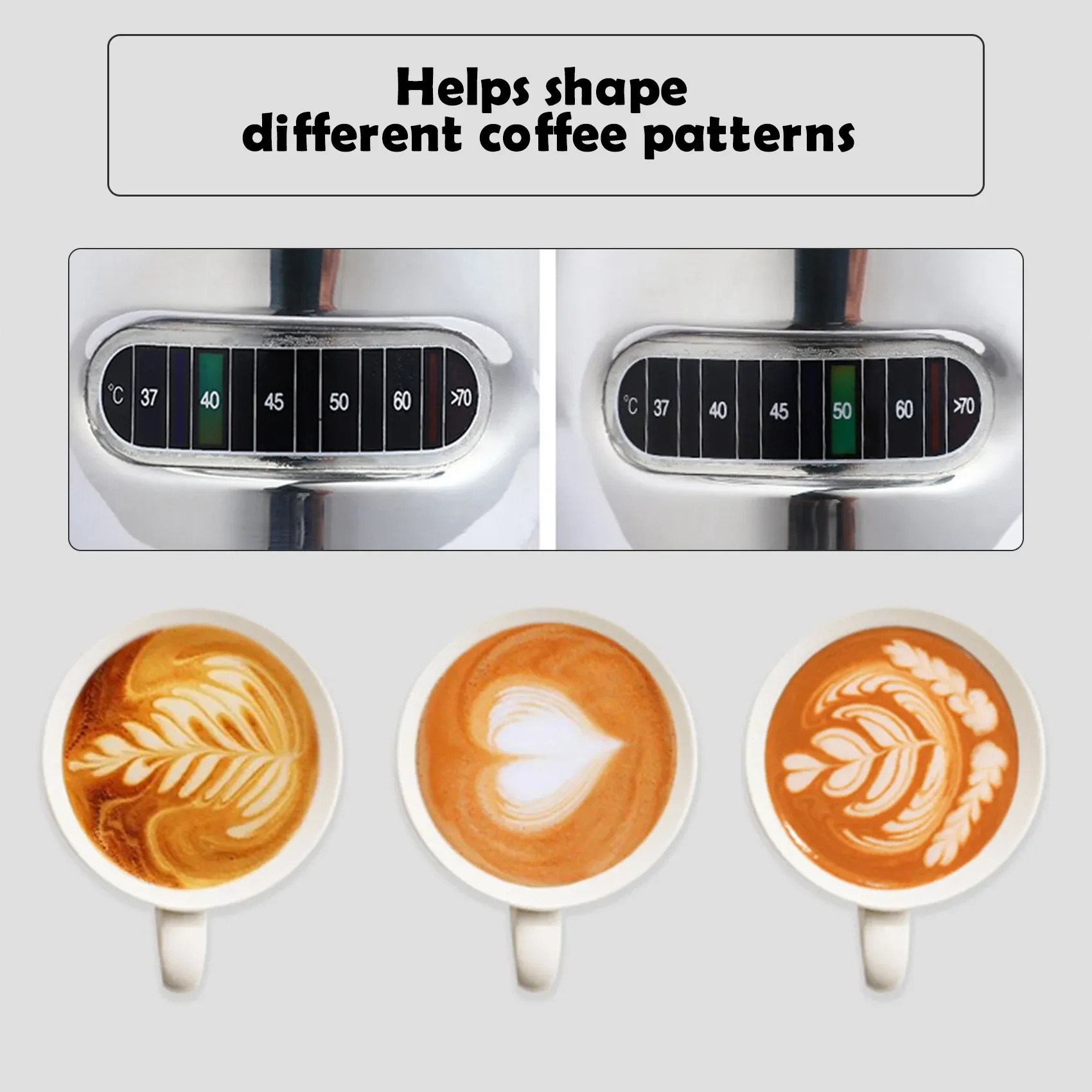Pichet à mousse de lait 12/20 oz avec affichage de température en acier inoxydable pour latte art barista 2