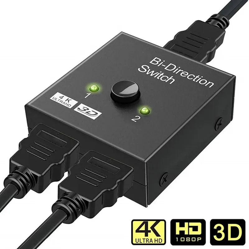 Commutateur HDMI 4K bidirectionnel 2 ports (1x2 / 2x1) avec prise en charge Ultra HD 4K, 1080p et 3D HDR - Image 1