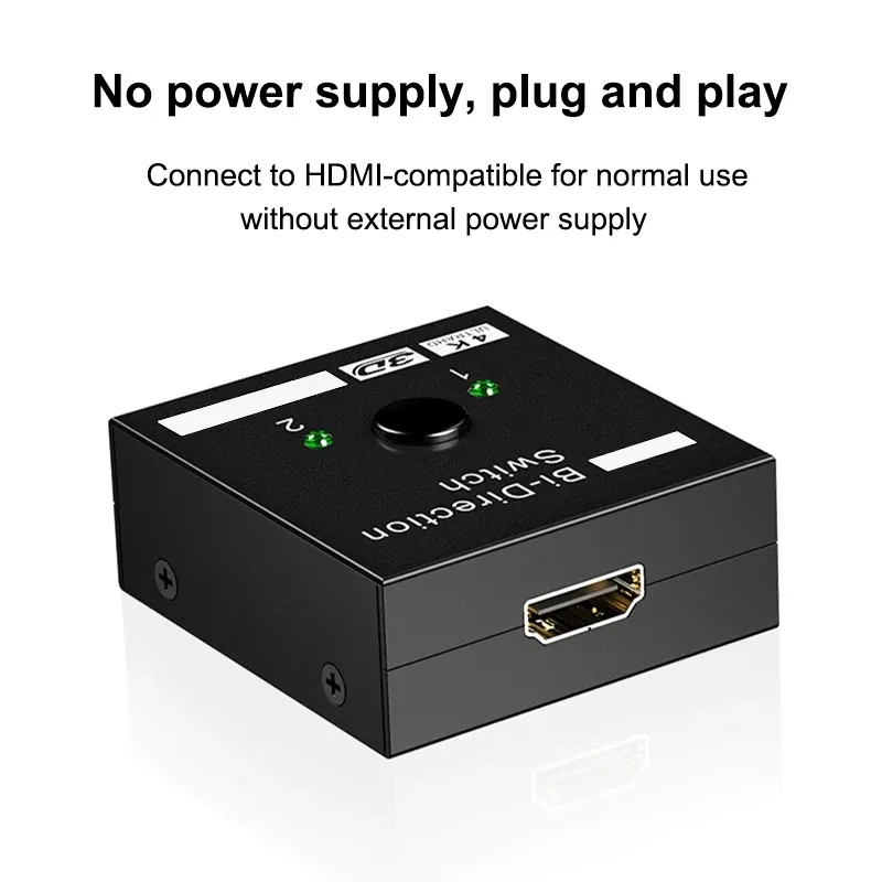 Boîtier en aluminium du commutateur HDMI avec bouton et indicateur LED