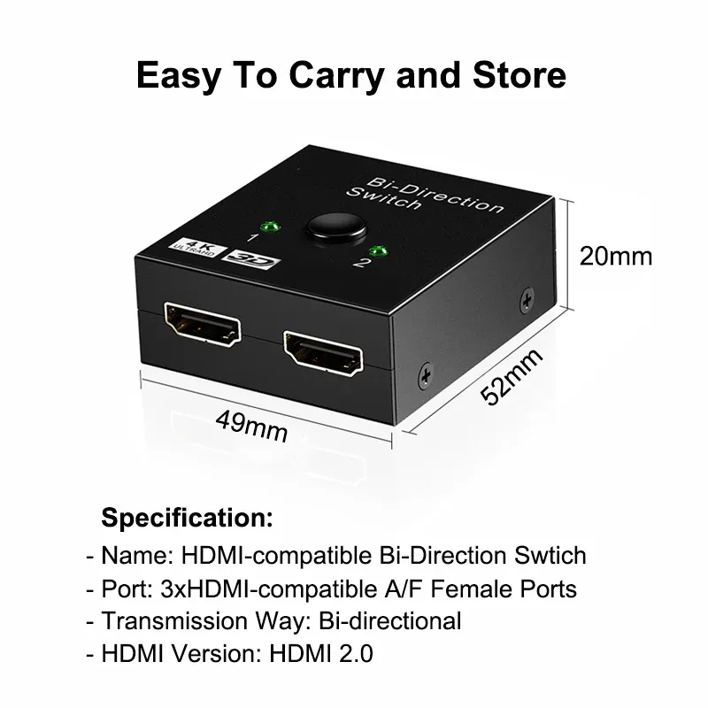 Commutateur HDMI compact, facile à transporter et à ranger