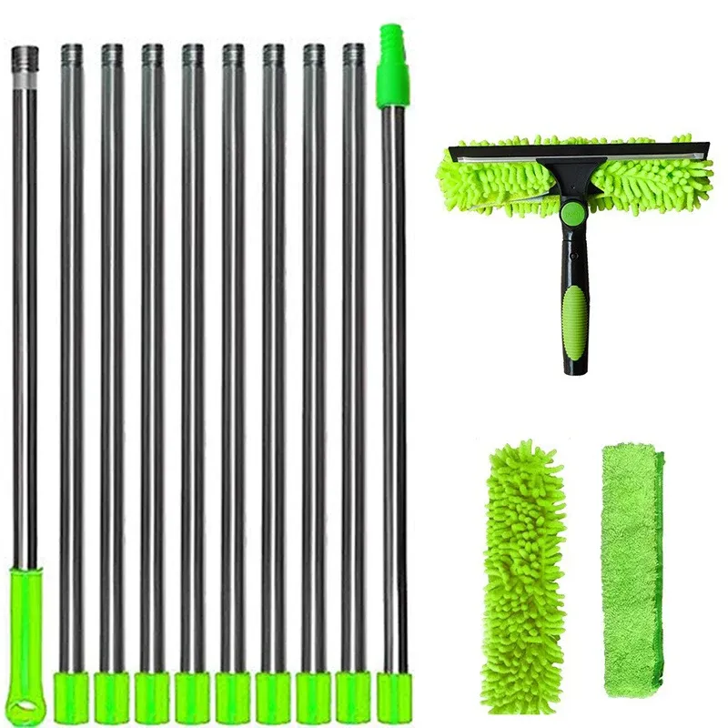 Kit de nettoyage de vitres 2 en 1 extensible : raclette double face et raclette pivotante à 180° 8