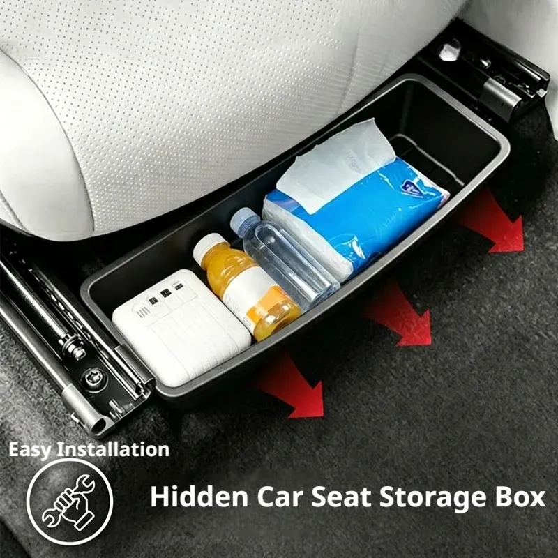 Boîte de rangement sous siège, universelle pour voiture, amovible, organisateur pour accessoires et gadgets