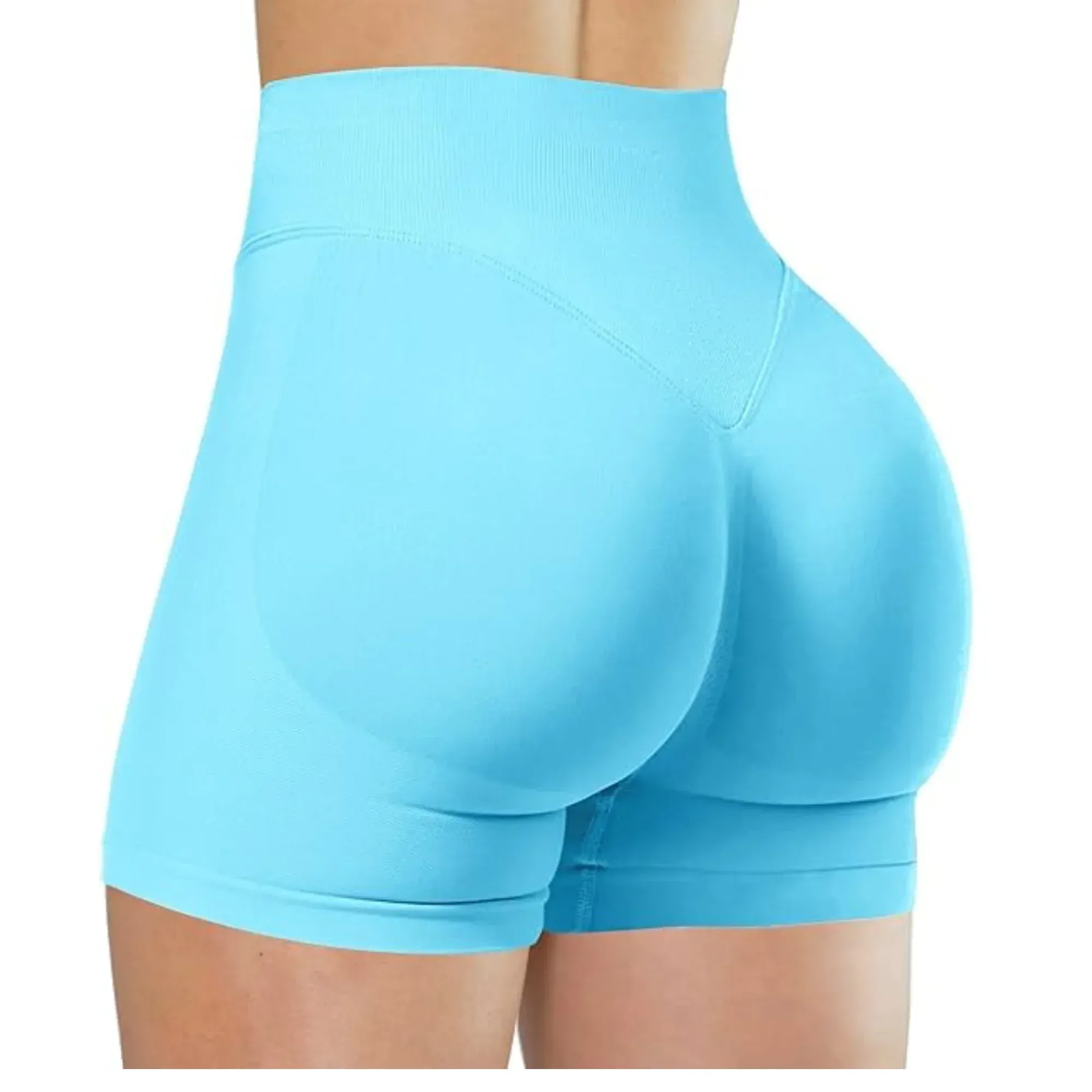Short de yoga taille haute pour femme, legging de course et de fitness uni et élastique, idéal pour l'été 19