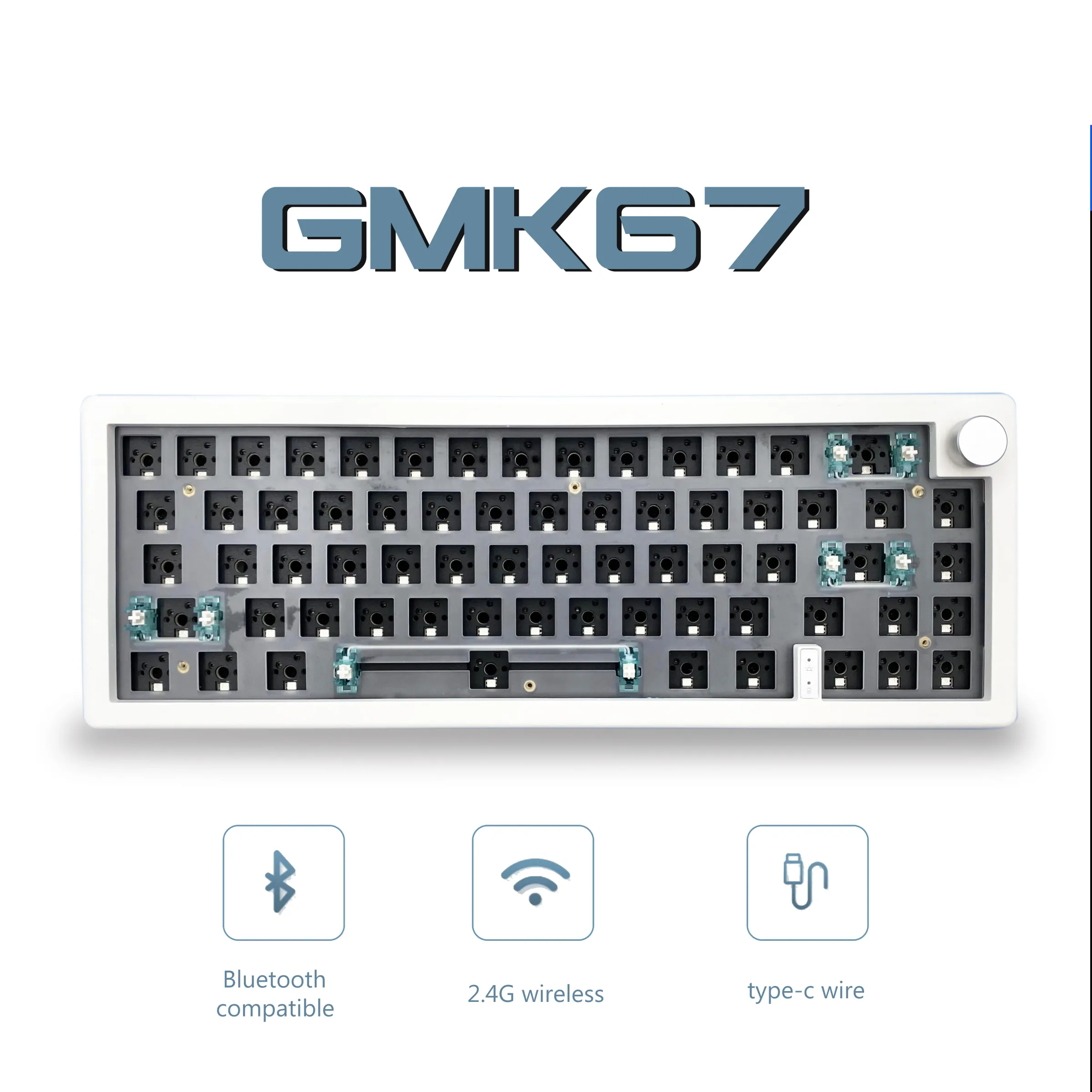 Clavier mécanique personnalisable GMK67 65 %, sans fil Bluetooth 2.4 GHz, à joints en mousse, switches échangeables à chaud, rétroéclairage RVB 1