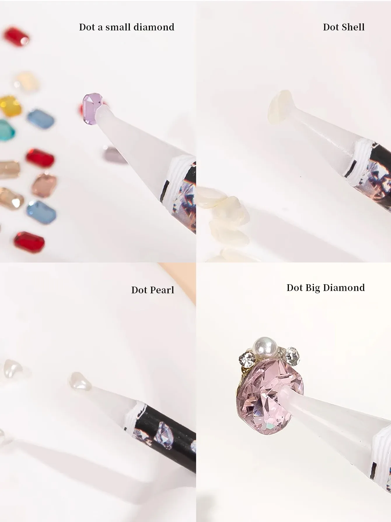 Crayon de cueillette de diamants pour nail art, stylo à aspiration avec outil adhésif pour petits bijoux en diamant, adhérence durable et puissante 3