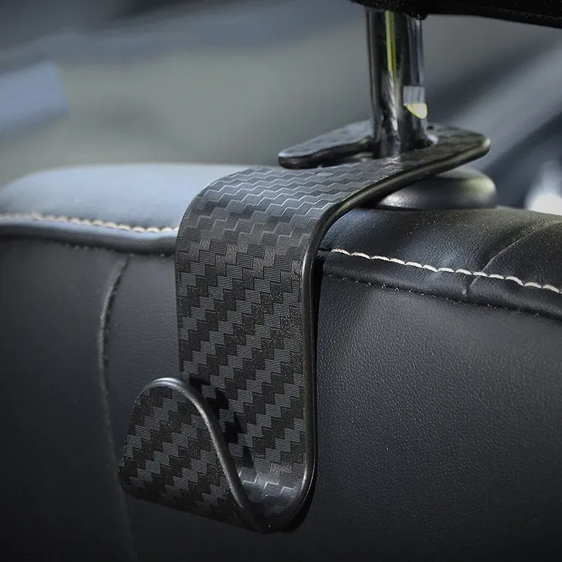 Crochet en fibre de carbone pour appui-tête de voiture, lot de 4, organisateur de siège arrière, crochet pour sac à main, cintre à vêtements, accessoire d'intérieur automobile 3