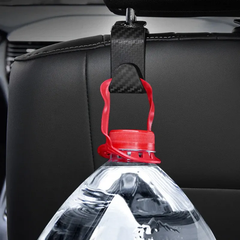 Crochet en fibre de carbone pour appui-tête de voiture, lot de 4, organisateur de siège arrière, crochet pour sac à main, cintre à vêtements, accessoire d'intérieur automobile 4
