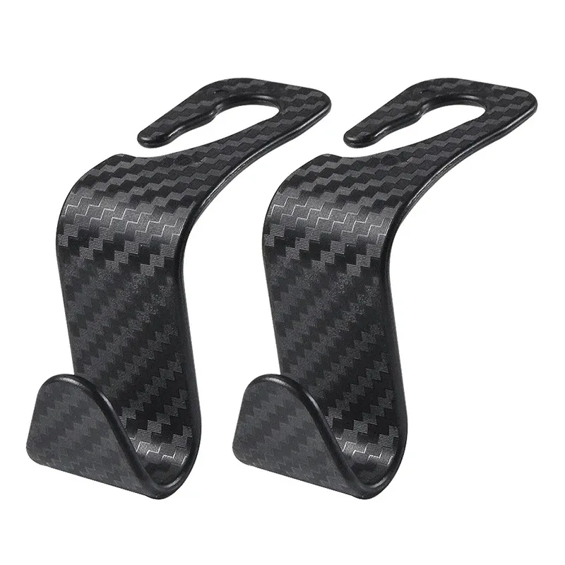 Crochet en fibre de carbone pour appui-tête de voiture, lot de 4, organisateur de siège arrière, crochet pour sac à main, cintre à vêtements, accessoire d'intérieur automobile 8