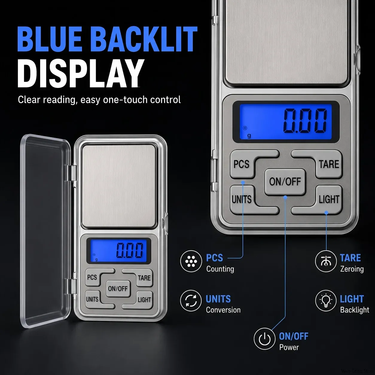 Balance de poche numérique mini 500 g, précision 0,01 g, balance LCD portable pour bijoux, pièces de monnaie, pierres précieuses, perles et petits objets 5