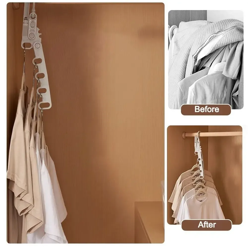 Porte-vêtements pliable multifonction à cinq trous avec crochet pivotant réglable, idéal pour le voyage 5