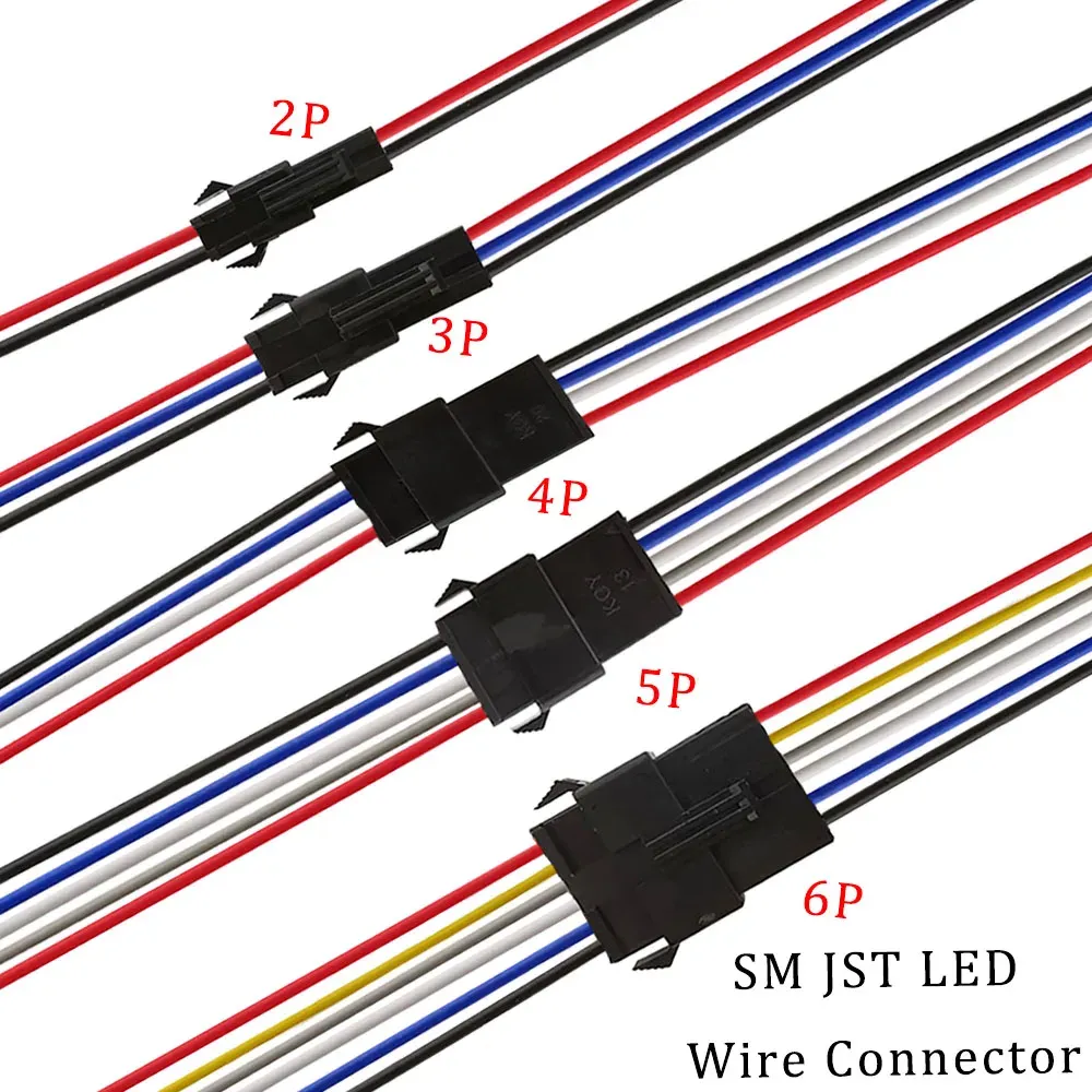Câble connecteur LED SM JST, 5 paires / 10 pièces, 2/3/4/5/6 broches, fiche mâle et femelle, connecteur de fil pour bande LED RGB et RGBW