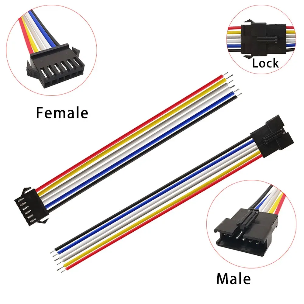 Câble connecteur LED SM JST, 5 paires / 10 pièces, 2/3/4/5/6 broches, fiche mâle et femelle, connecteur de fil pour bande LED RGB et RGBW 4