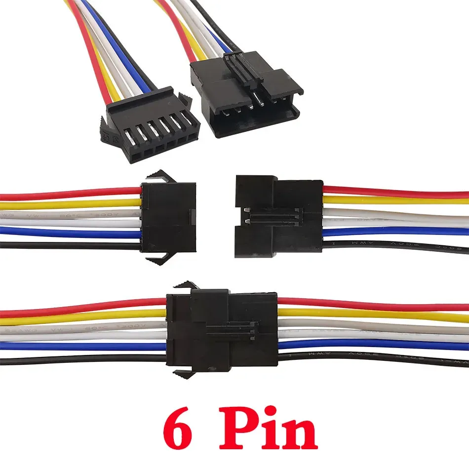 Câble connecteur LED SM JST, 5 paires / 10 pièces, 2/3/4/5/6 broches, fiche mâle et femelle, connecteur de fil pour bande LED RGB et RGBW 8