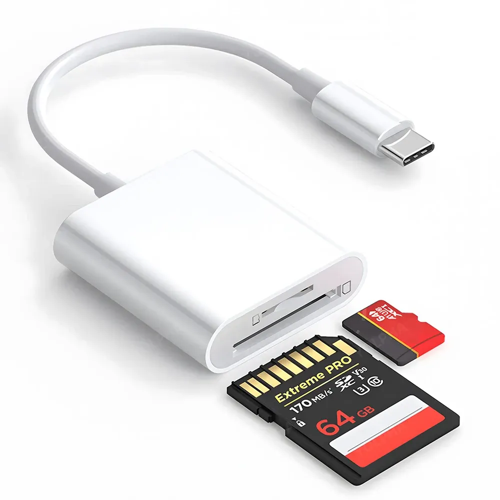 Adaptateur lecteur de cartes mémoire USB Type-C pour cartes SD et TF, compatible Samsung, Huawei, Xiaomi, MacBook et smartphones 7