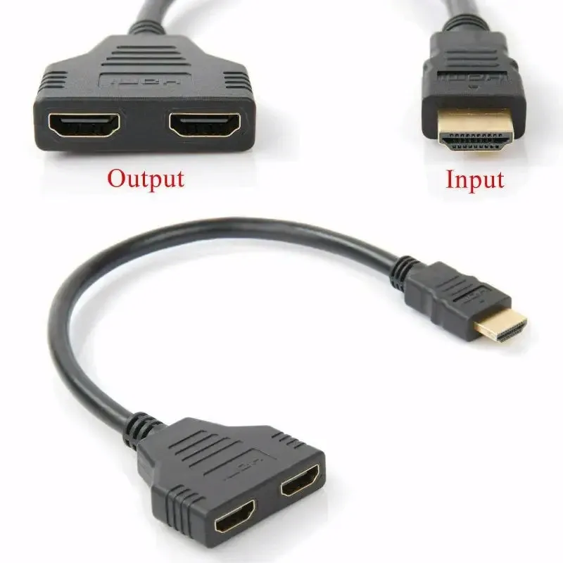Câble répartiteur HDMI, commutateur vidéo 1 entrée vers 2 sorties, adaptateur HD 1080p pour Xbox, PS3, lecteur DVD, HDTV, PC et ordinateur portable 5