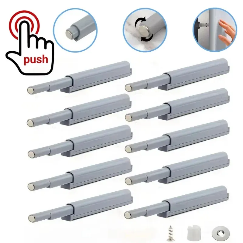 Loquets push-to-open magnétiques pour armoire, fermeture silencieuse sans poignée, quincaillerie pour meubles (lot de 5 ou 10)