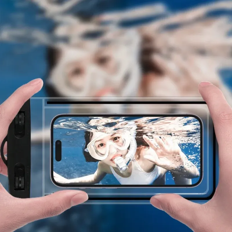 Pochette de téléphone transparente et étanche en PVC, sac sec pour écran tactile avec fermeture à joint pour la natation, la plongée, le rafting et les sources chaudes 2
