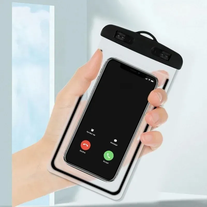 Pochette de téléphone transparente et étanche en PVC, sac sec pour écran tactile avec fermeture à joint pour la natation, la plongée, le rafting et les sources chaudes 4