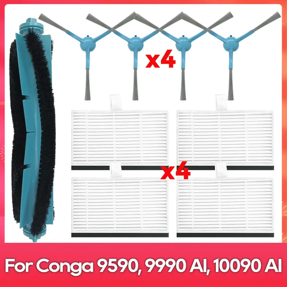 Compatible avec (Conga 9590 / 9990 / 10090 AI Spin Revolution Ultra Power Home) : Brosse principale, brosse latérale, filtre, serpillière, sac à poussière, accessoire

Wait, that's the original English-free text already in French mostly; translating properly:

Compatible avec Conga 9590 / 9990 / 10090 AI Spin Revolution Ultra Power Home : brosse principale, brosse latérale, filtre, balai-serpillière, sac à poussière, accessoire 25